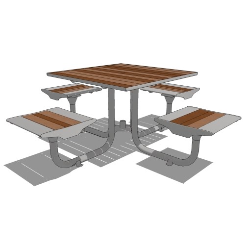 BH1841T - Beacon Hill Thermory Table, 4 Flat Seats