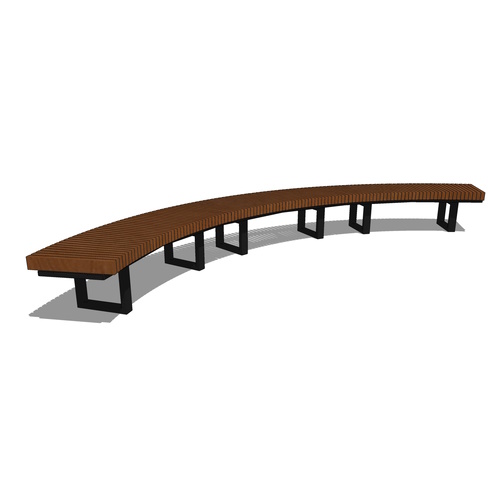 PINF24C1290T - Infinity 2' Curved 1290 Thermory Bench, Powder Coat Frame Finish