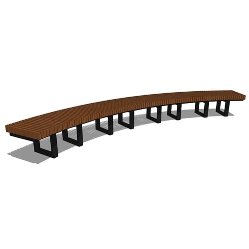 PINF24C1660T - Infinity 2' Curved 1660 Thermory Bench, Powder Coat Frame Finish