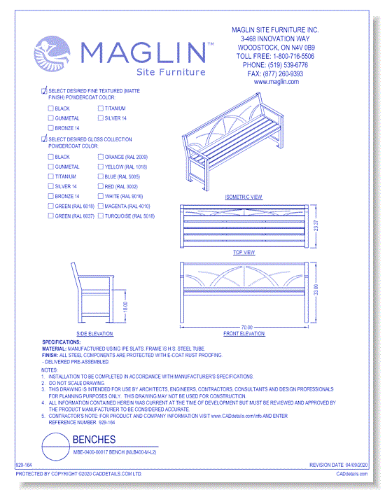 MBE-0400-00017 Bench (MLB400-M-L2)